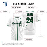 Custom White Green Button Down Classic Baseball Jersey